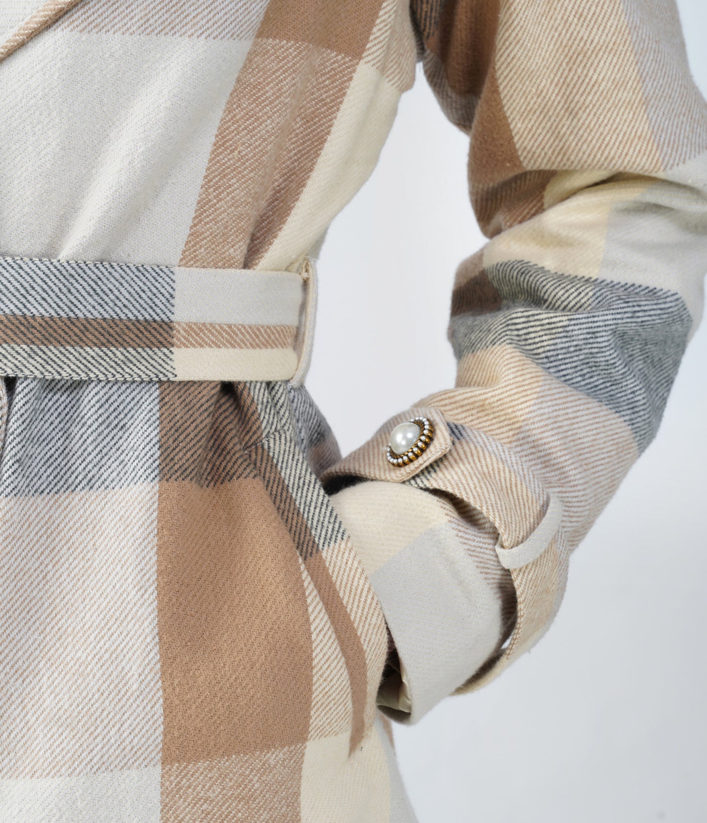 Brown Check Twill Wool Panjab Trench-coat