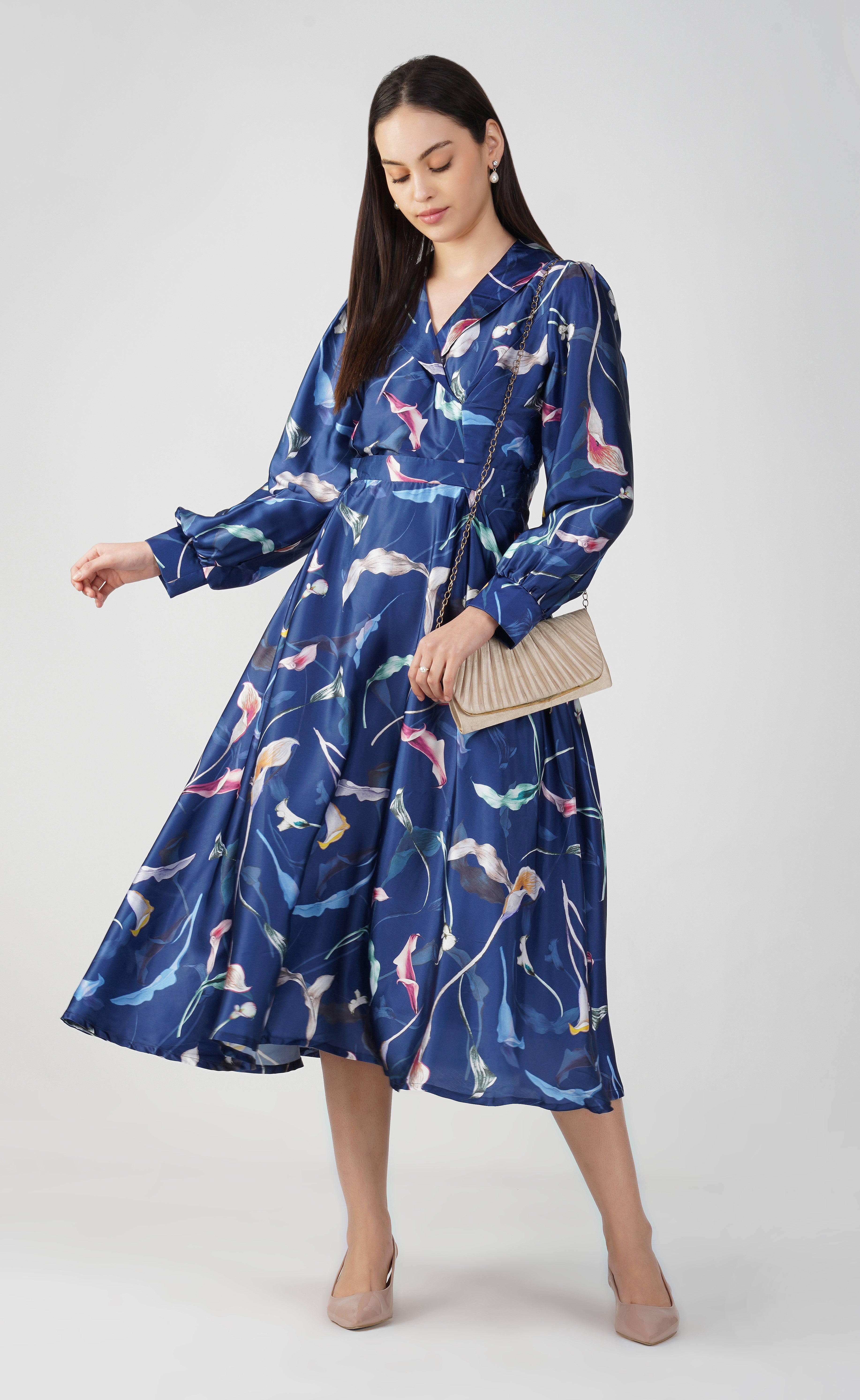 japan satin dress Red Satin Tunic-dress Japanese Print Painting