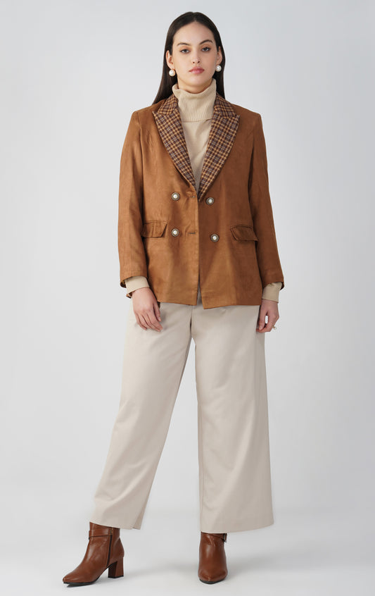 Brown - Suede & Tweed Chenab Blazer