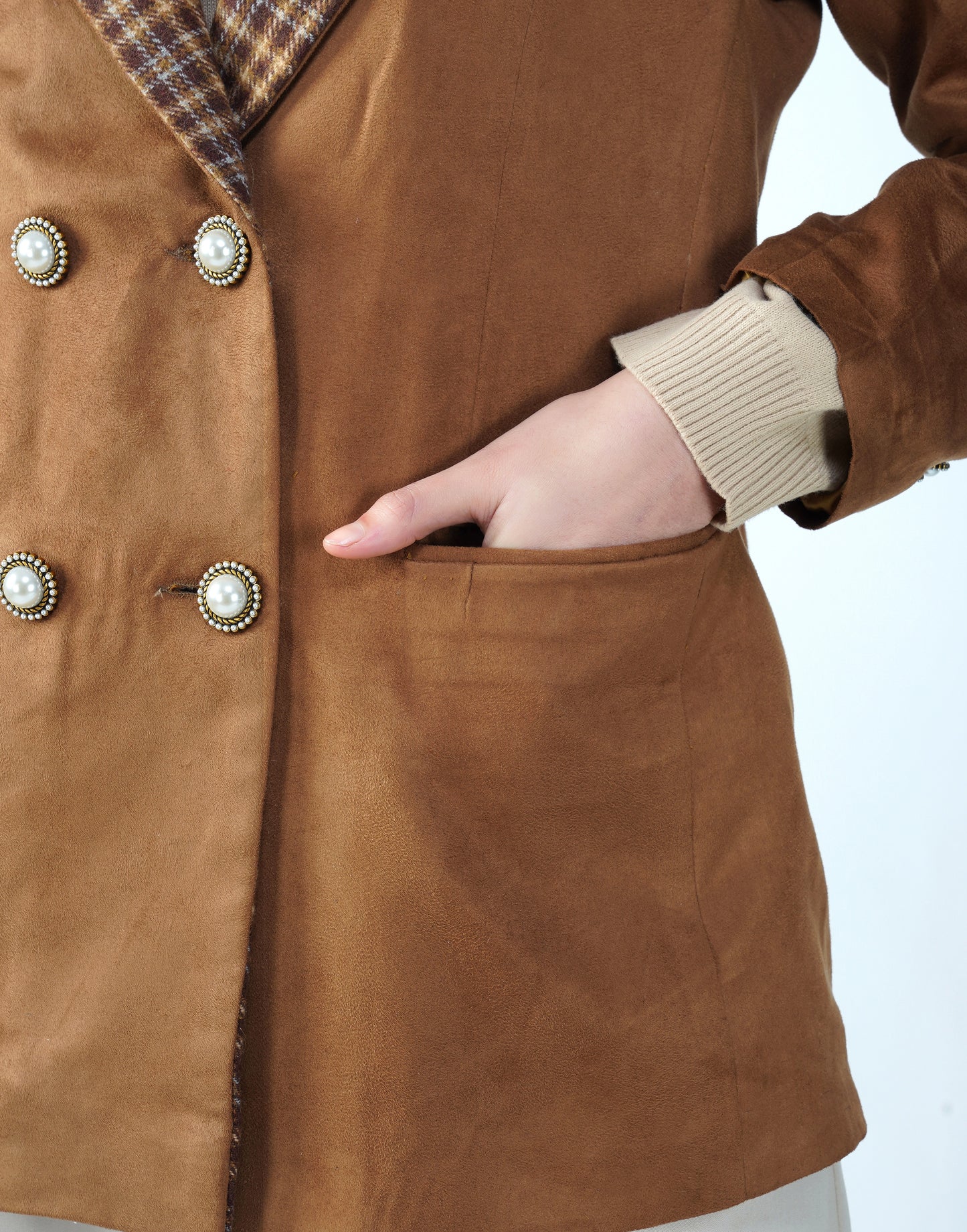 Brown - Suede & Tweed Chenab Blazer