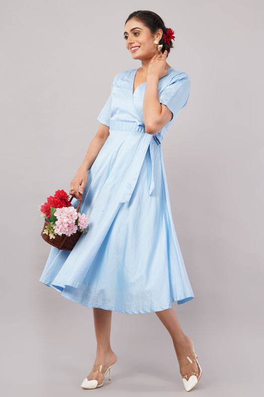 Sky Blue Glace Cotton - Jackie Wrap Dress – A Breath of Fresh Elegance