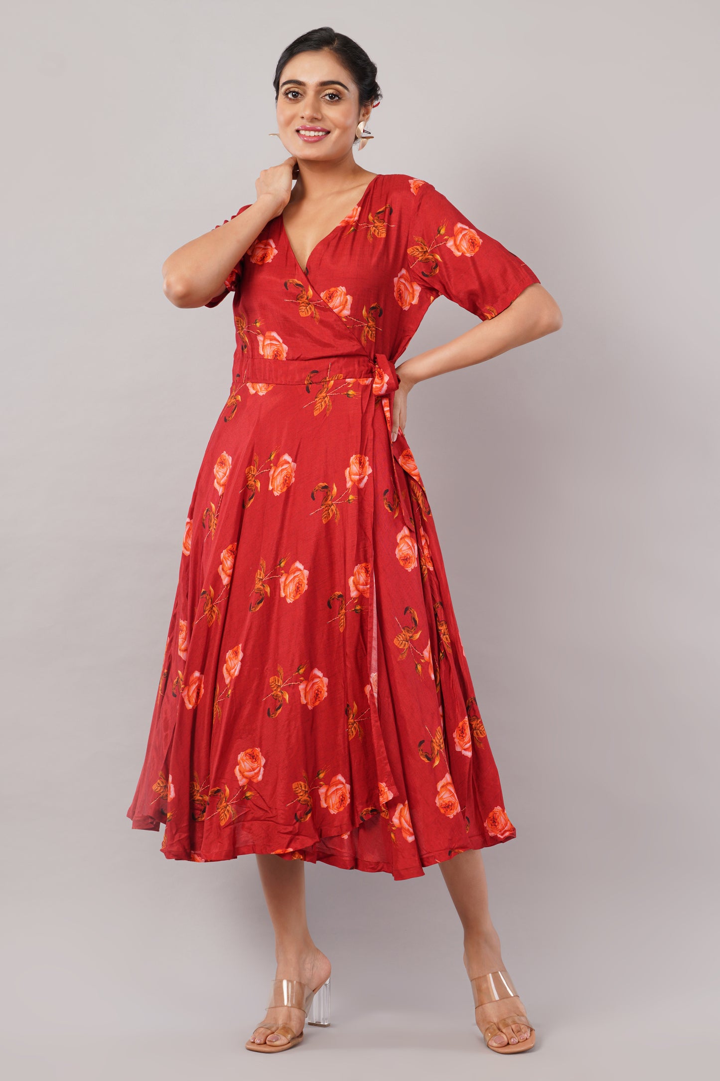 Crimson Rose Muslin - Jackie Wrap Dress – Where Romance Meets Comfort