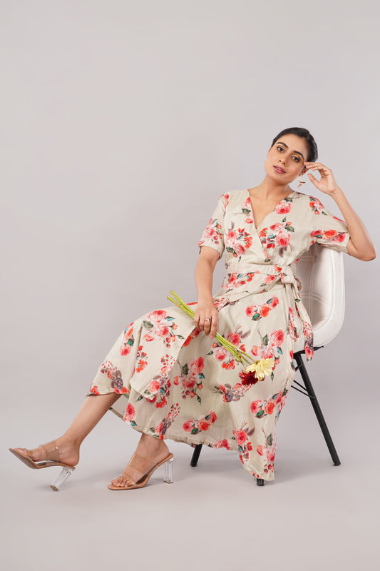 Light Green Garden Bloom - Jackie Wrap Dress – A Soft Ode to Timeless Femininity