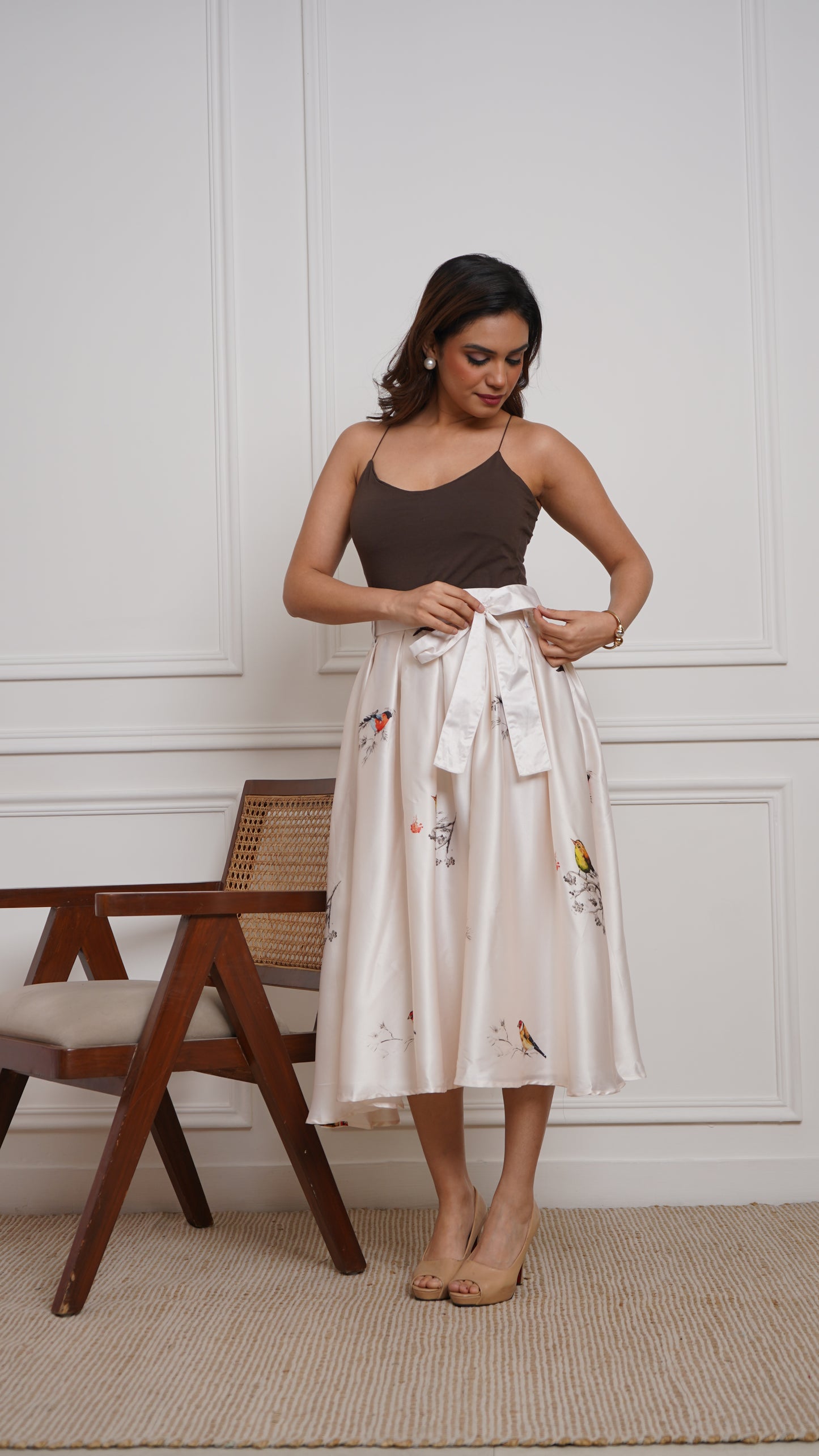 Off-White - Japan Satin Box-Pleated Marilyn Skirt