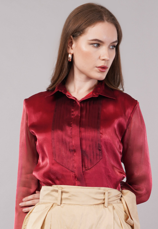 Crimson Tissue Pintuck Shirt