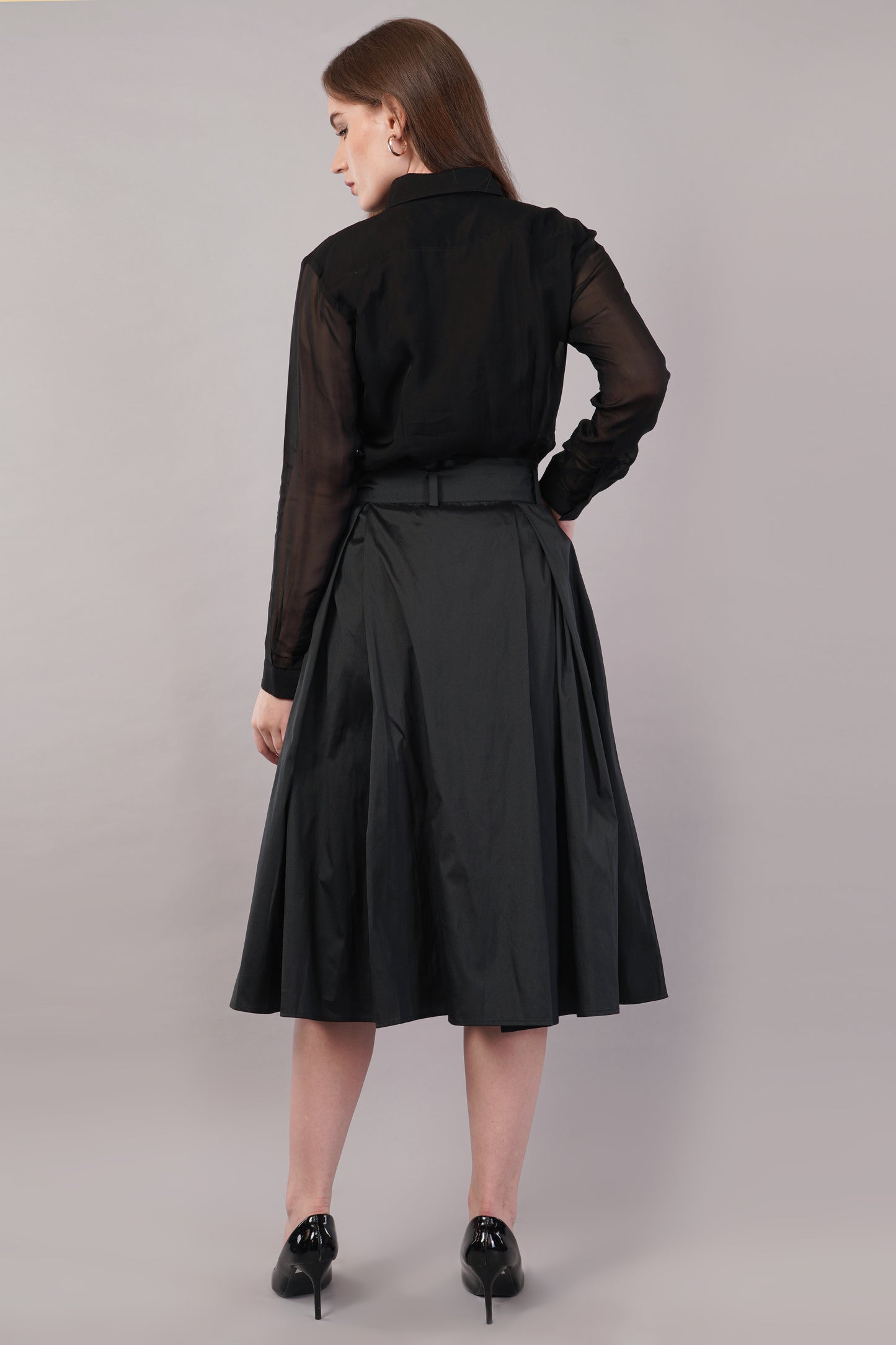 Hand Embroidered Black Silk - Riyasat Skirt