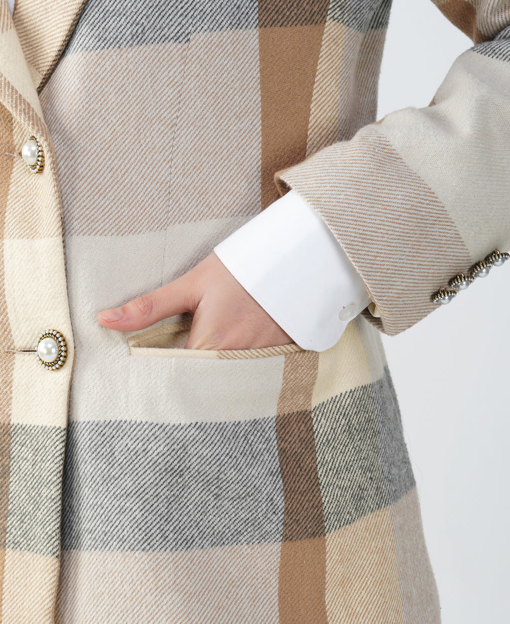 Brown Check Twill Wood Panjab Blazer