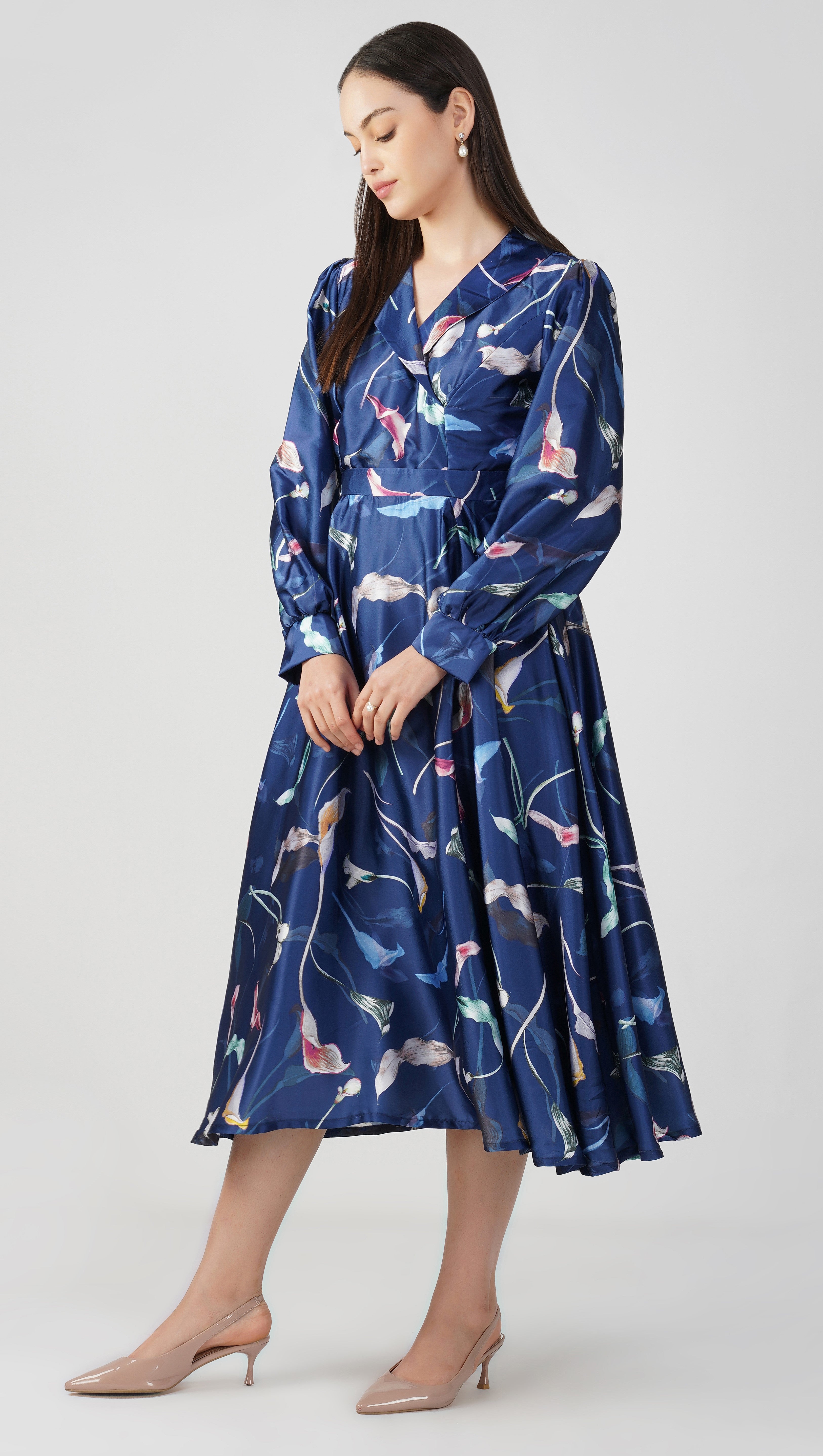 Midnight Blue - Japan Satin Diana Dress