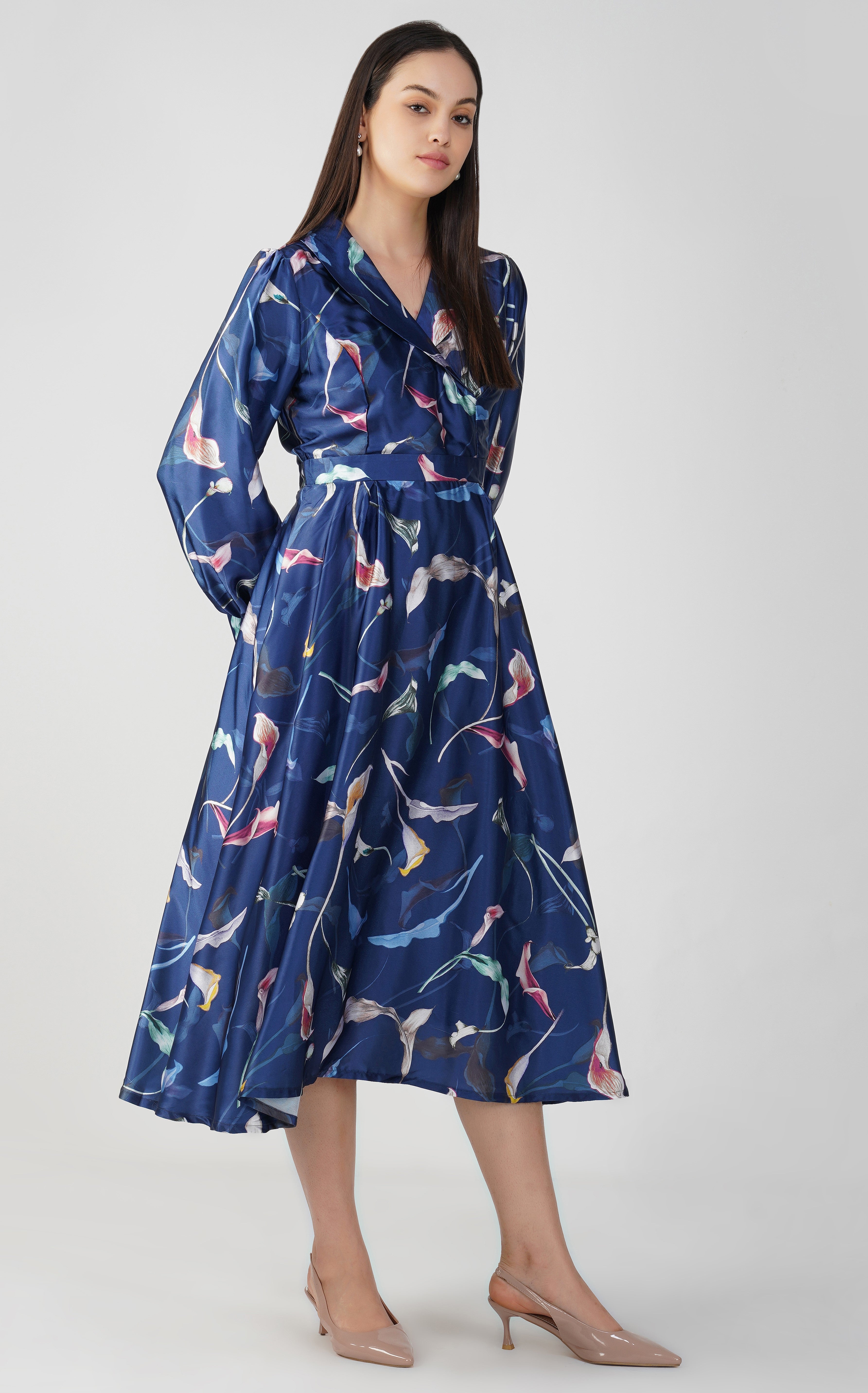 Midnight Blue - Japan Satin Diana Dress