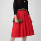 Red - Suede & Tweed Box Pleated Edinburgh Skirt