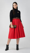 Red - Suede & Tweed Box Pleated Edinburgh Skirt