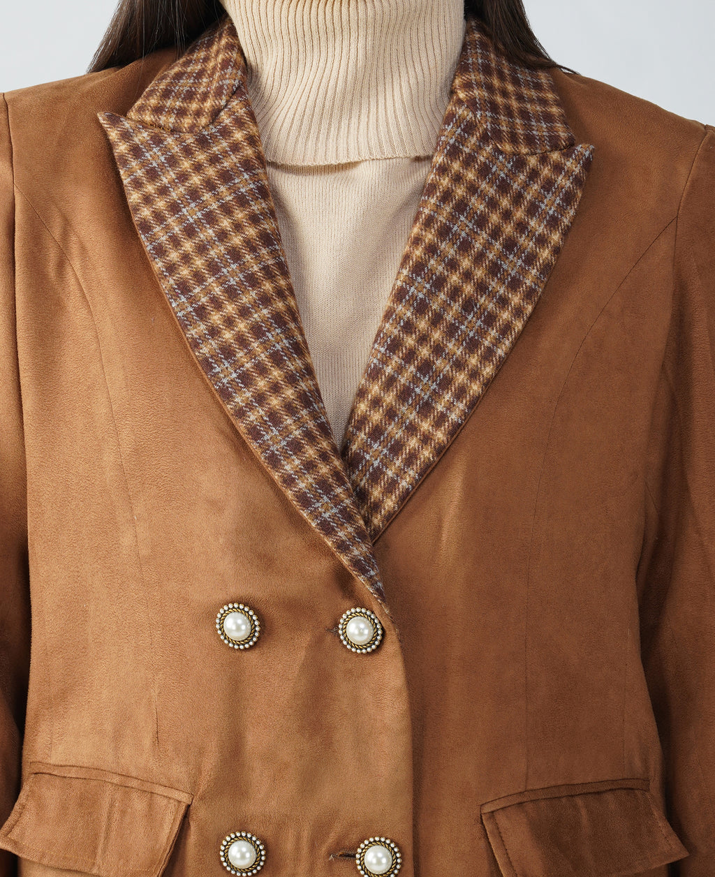 Brown - Suede & Tweed Chenab Blazer