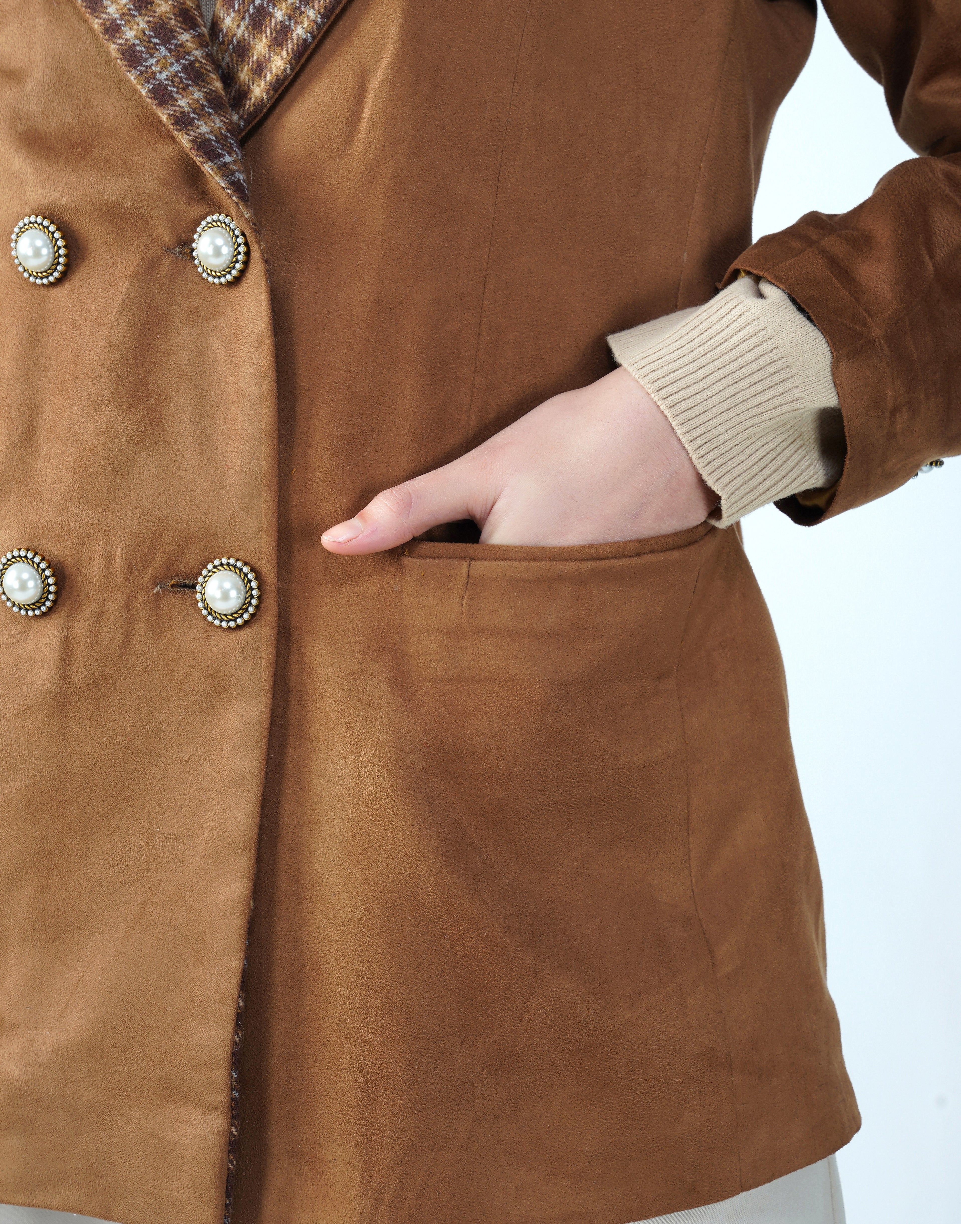 Brown - Suede & Tweed Chenab Blazer