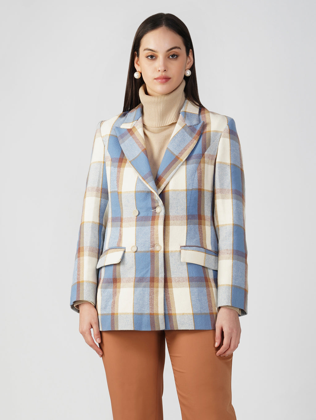 Blue Check Twill Wool Panjab Blazer