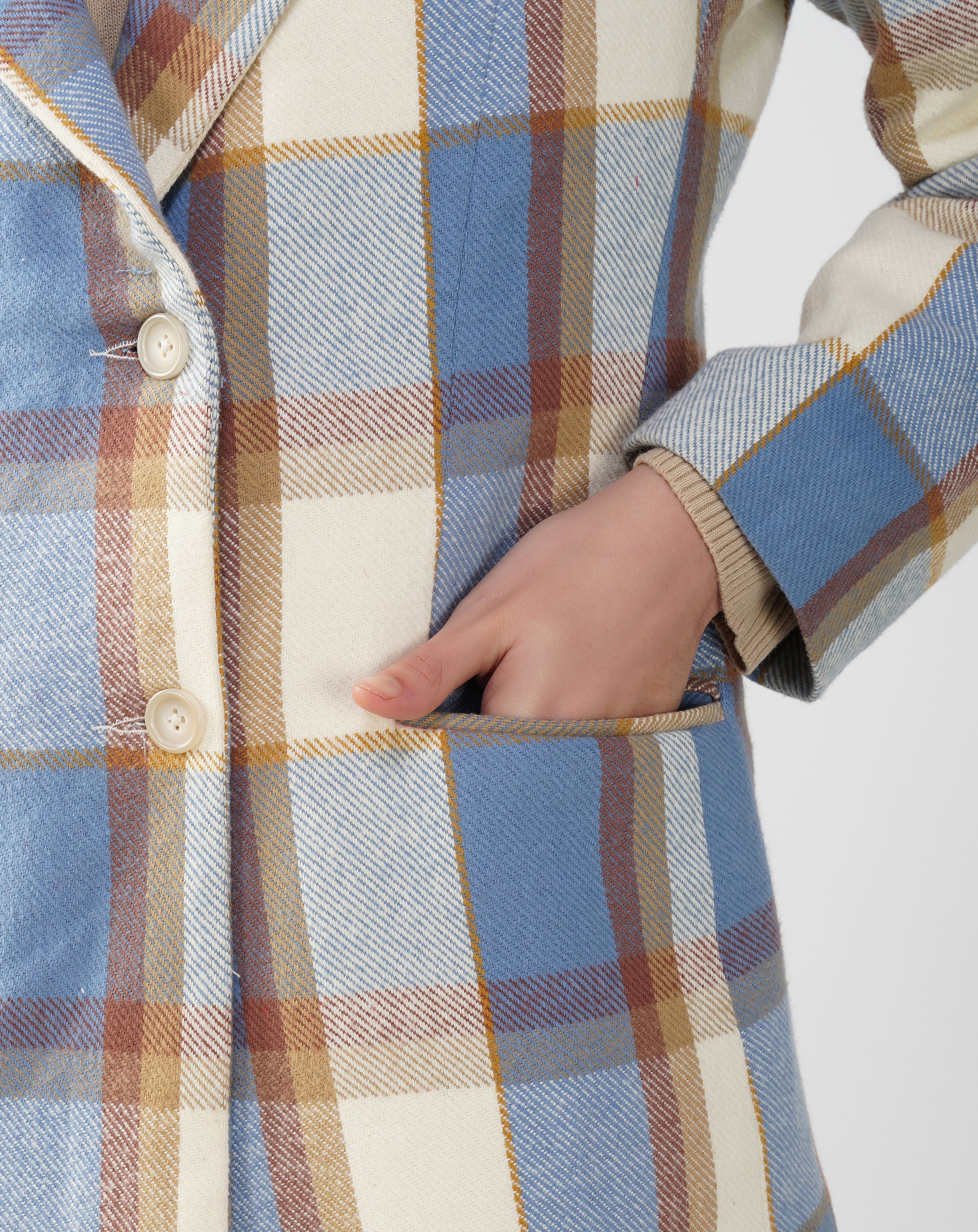 Blue Check Twill Wool Panjab Blazer