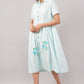 Powder Blue Embroidered - Cotton Midi Aurora Shirt Dress
