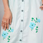 Powder Blue Embroidered - Cotton Midi Aurora Shirt Dress