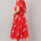 Crimson Bloom Red Floral - Georgette Aurora Shirt Dress