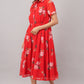 Crimson Bloom Red Floral - Georgette Aurora Shirt Dress