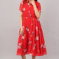 Crimson Bloom Red Floral - Georgette Aurora Shirt Dress