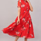Crimson Bloom Red Floral - Georgette Aurora Shirt Dress