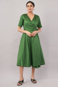 Effortless Sophistication of Elegant Green Cotton – Jackie Wrap Dress