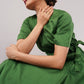 Effortless Sophistication of Elegant Green Cotton – Jackie Wrap Dress