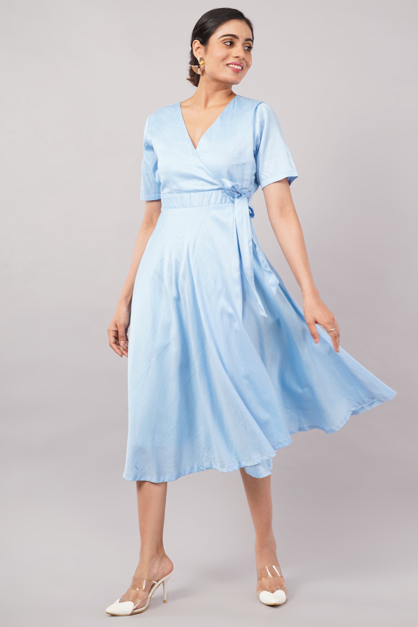 Sky Blue Glace Cotton - Jackie Wrap Dress – A Breath of Fresh Elegance