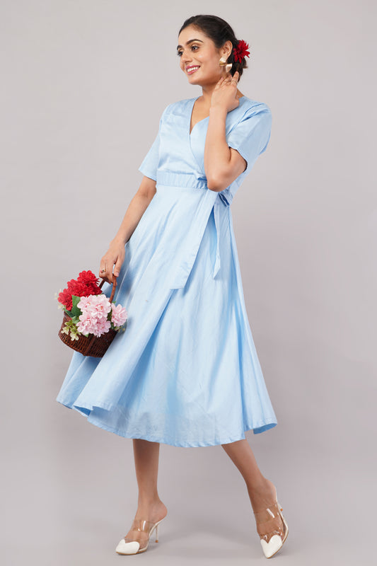 Sky Blue Glace Cotton - Jackie Wrap Dress – A Breath of Fresh Elegance