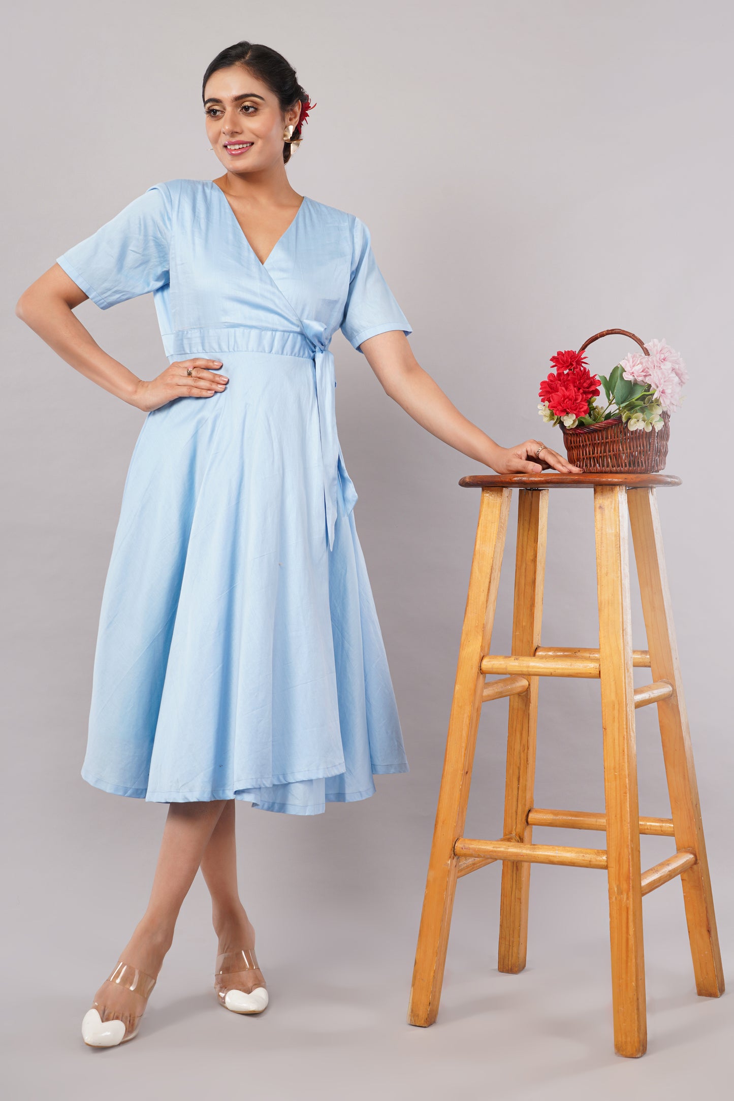 Sky Blue Glace Cotton - Jackie Wrap Dress – A Breath of Fresh Elegance