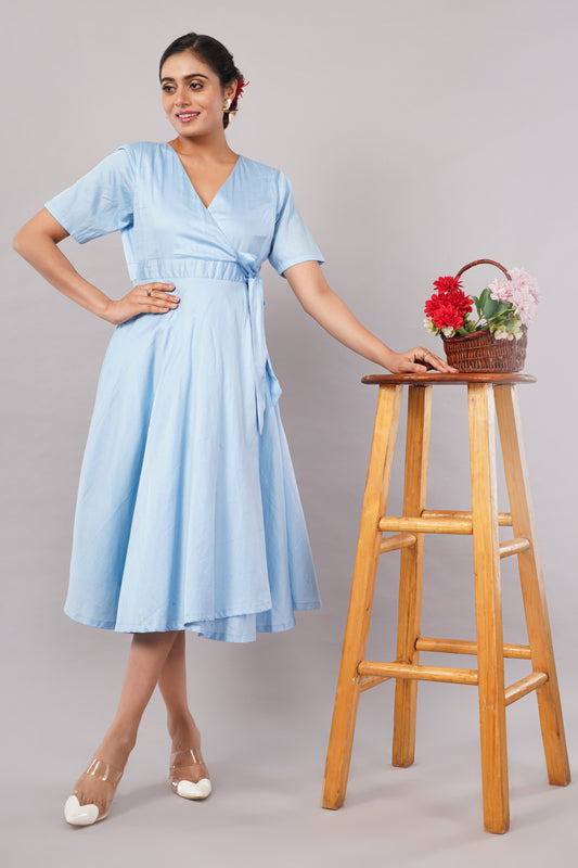 Sky Blue Glace Cotton - Jackie Wrap Dress – A Breath of Fresh Elegance