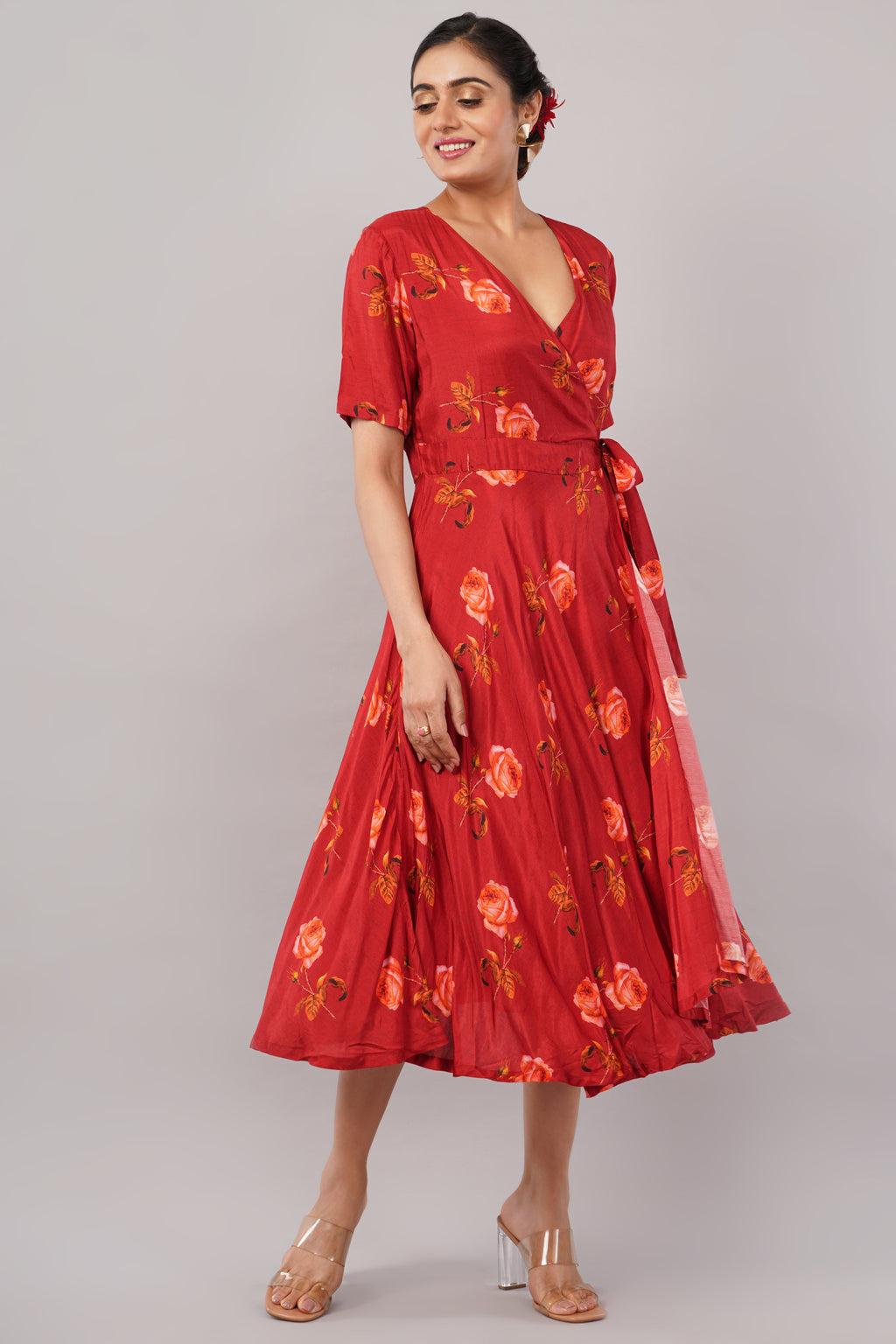 Crimson Rose Muslin - Jackie Wrap Dress – Where Romance Meets Comfort