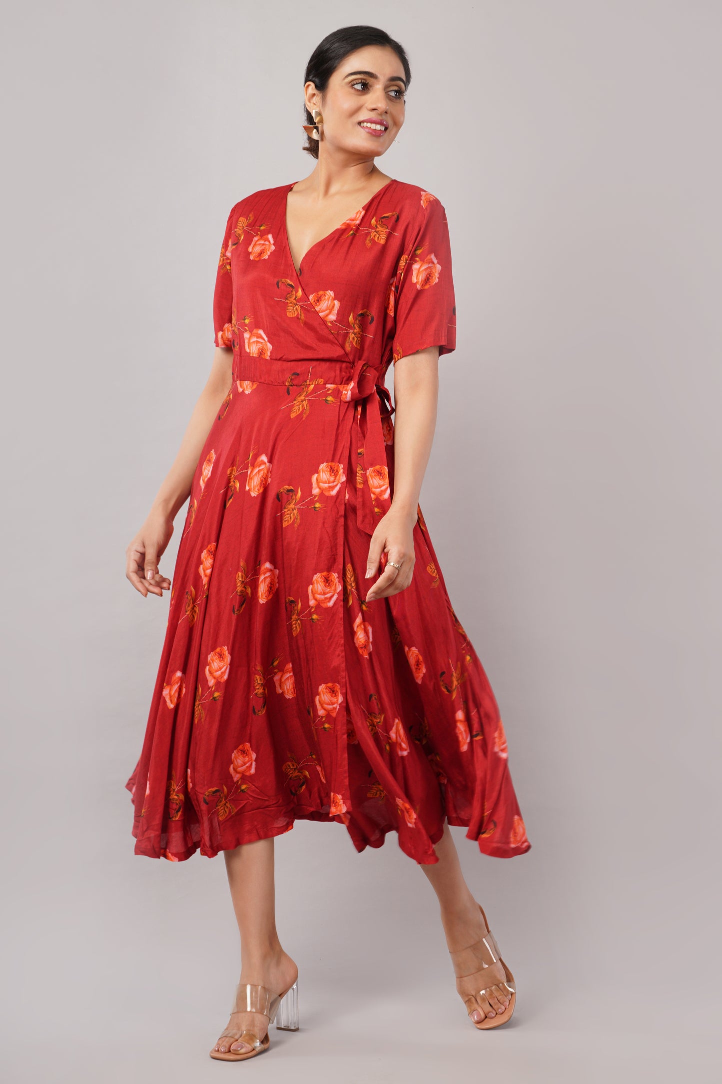 Crimson Rose Muslin - Jackie Wrap Dress – Where Romance Meets Comfort