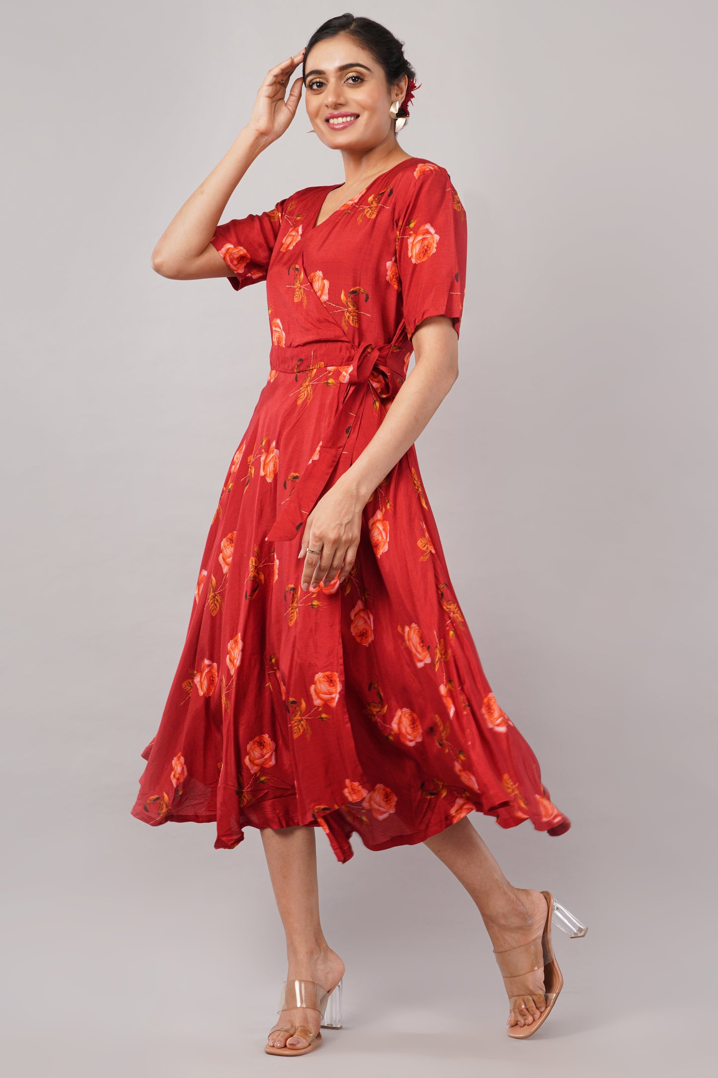 Crimson Rose Muslin - Jackie Wrap Dress – Where Romance Meets Comfort