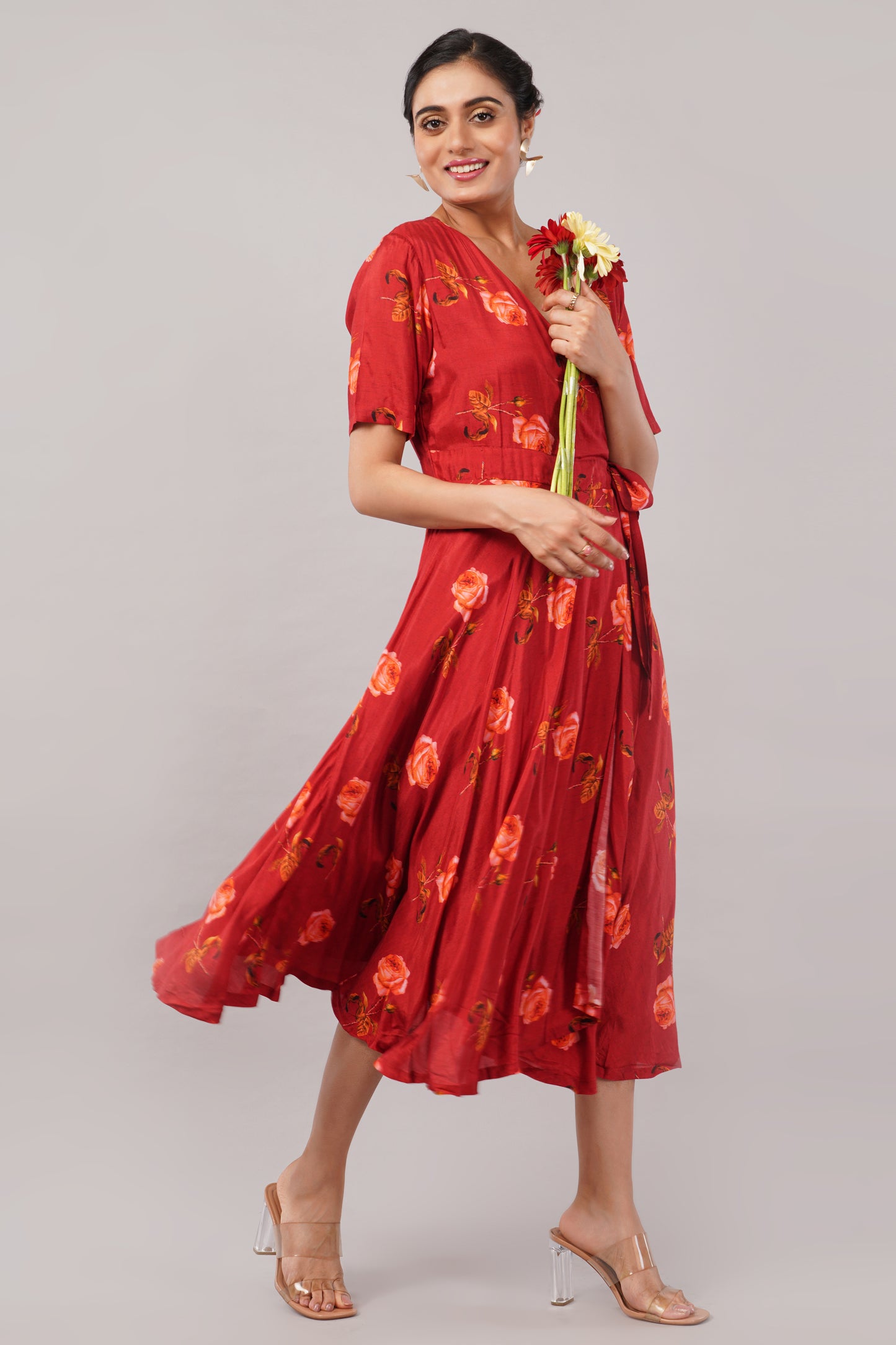 Crimson Rose Muslin - Jackie Wrap Dress – Where Romance Meets Comfort