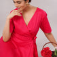 Radiant Pink Cotton - Jackie Wrap Dress – Feminine Flair Meets Everyday Elegance