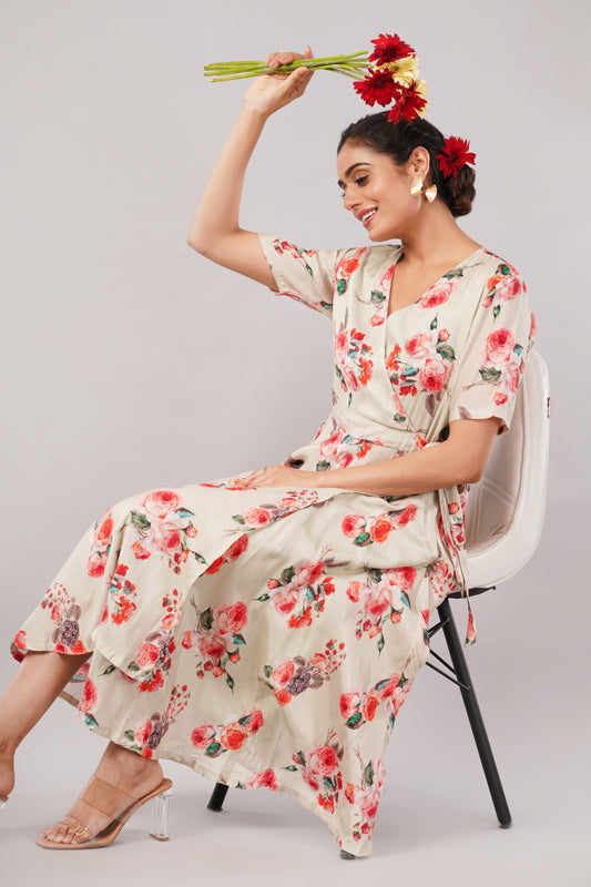 Light Green Garden Bloom - Jackie Wrap Dress – A Soft Ode to Timeless Femininity