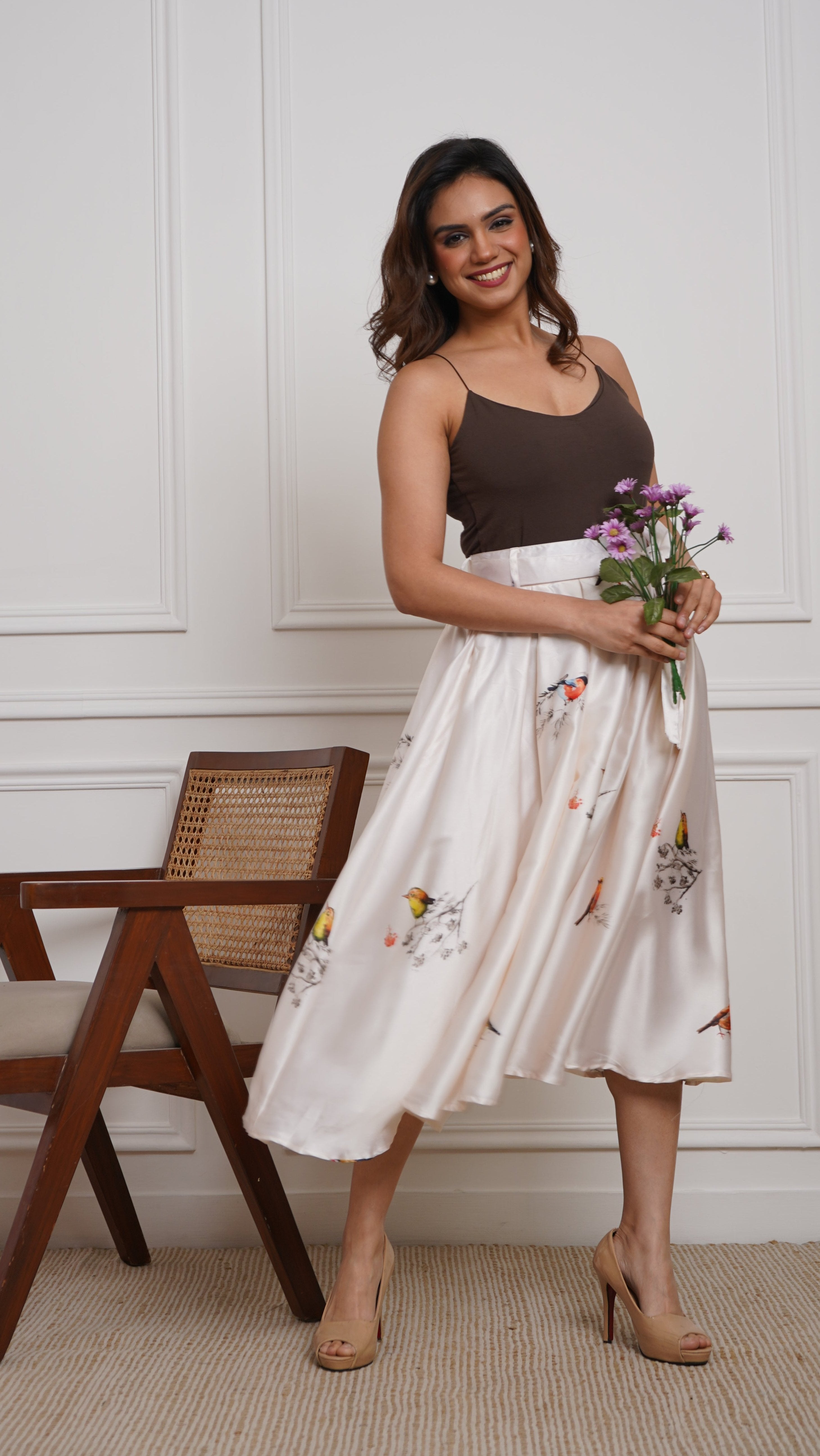 Off-White - Japan Satin Box-Pleated Marilyn Skirt