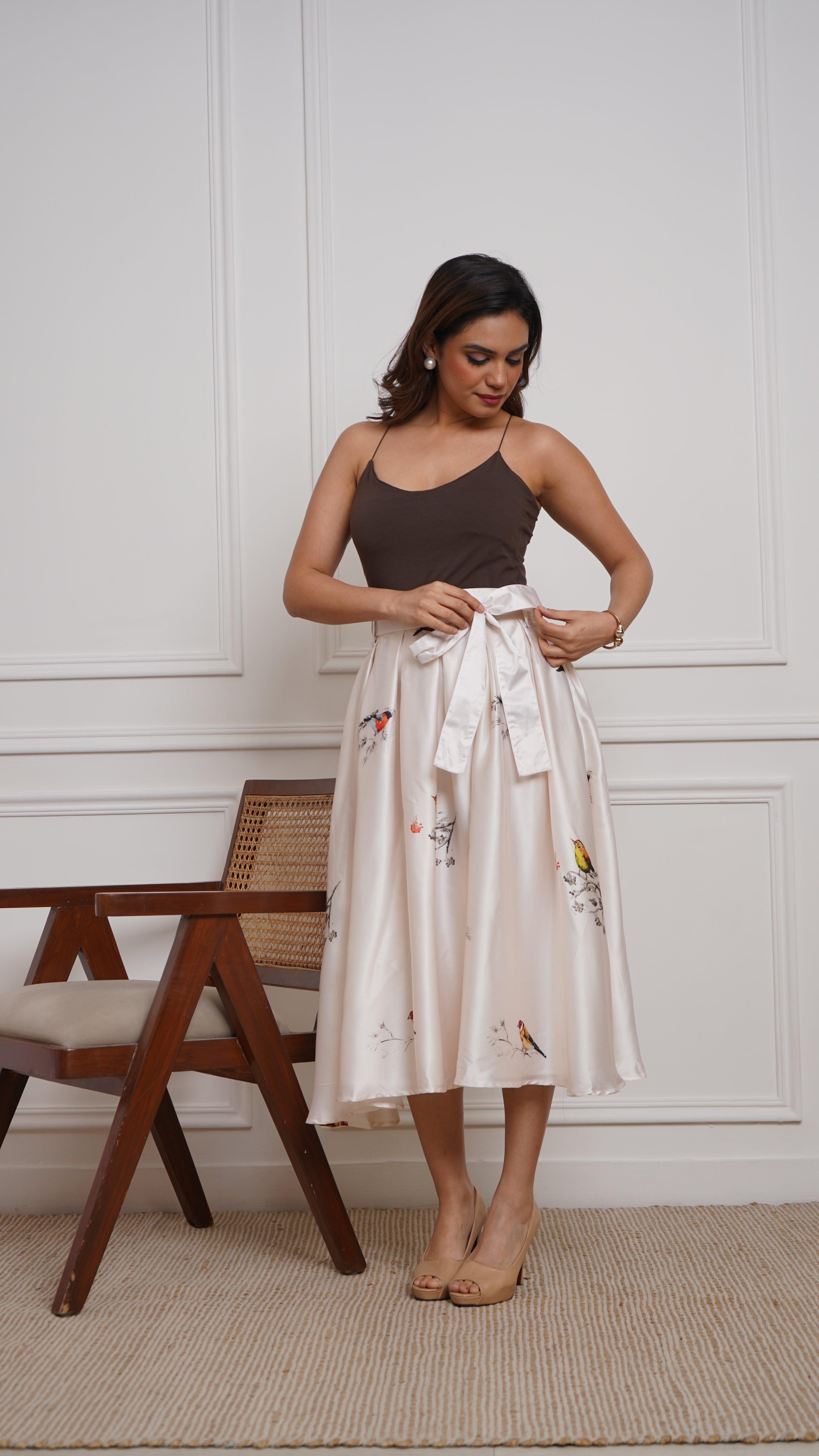 Off-White - Japan Satin Box-Pleated Marilyn Skirt