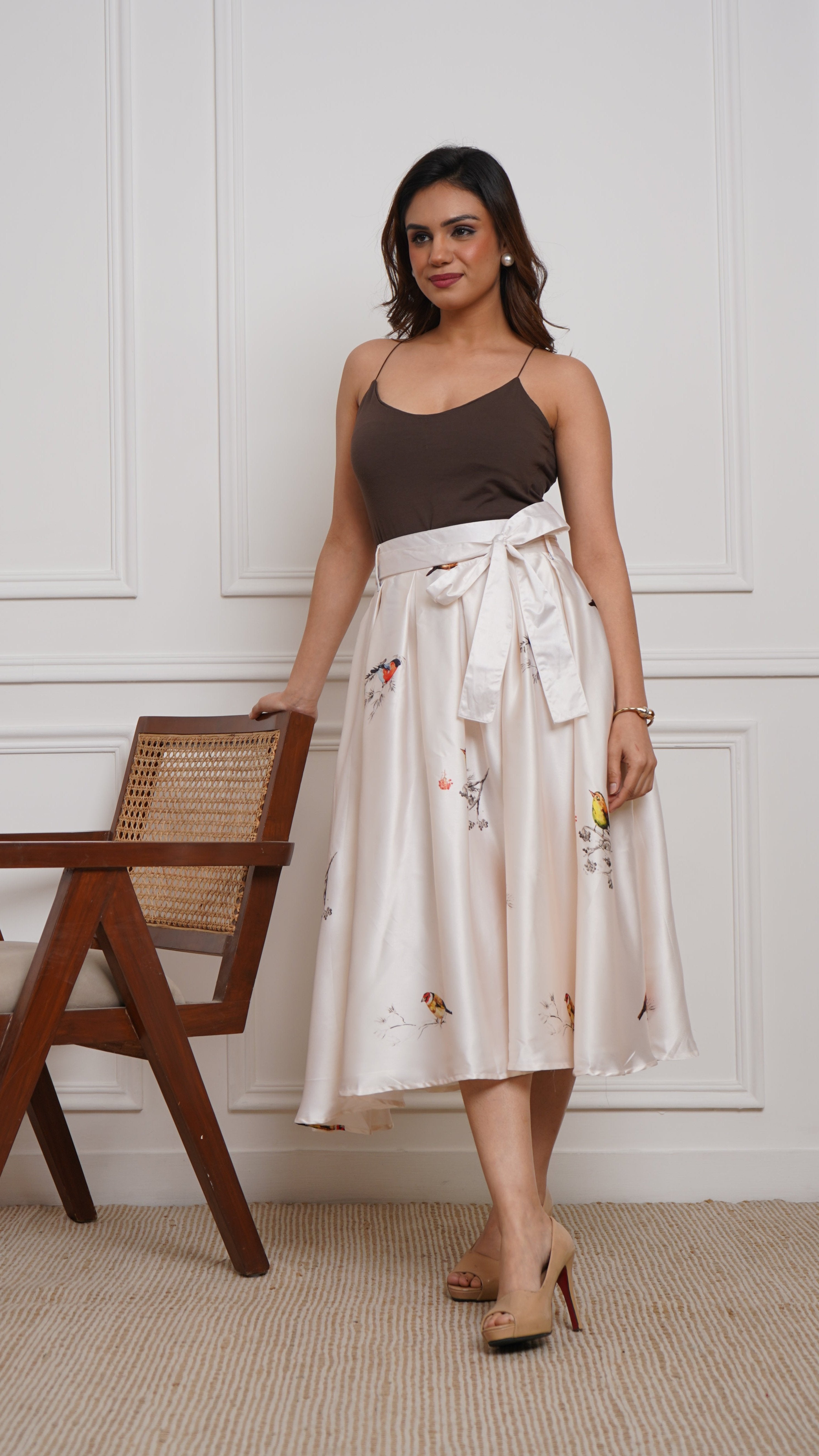 Off-White - Japan Satin Box-Pleated Marilyn Skirt