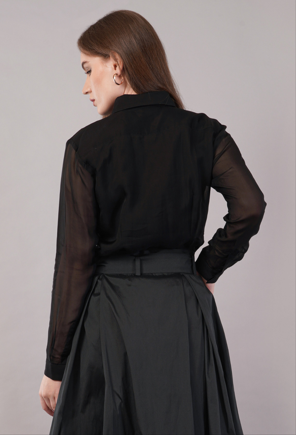 Noir Organza Pintuck Shirt