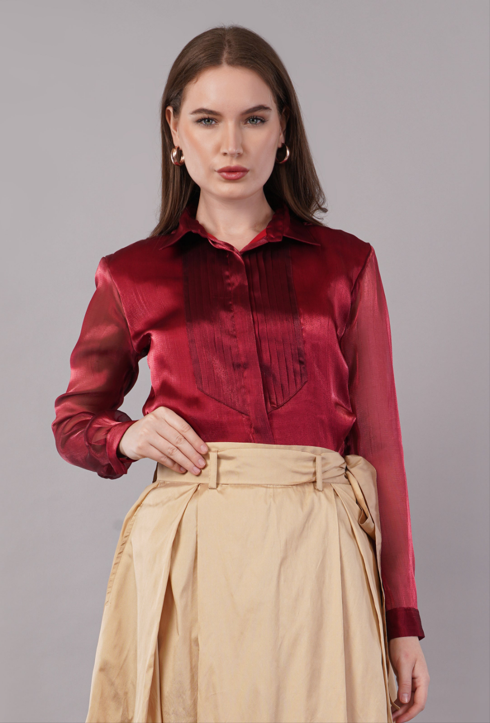 Crimson Tissue Pintuck Shirt