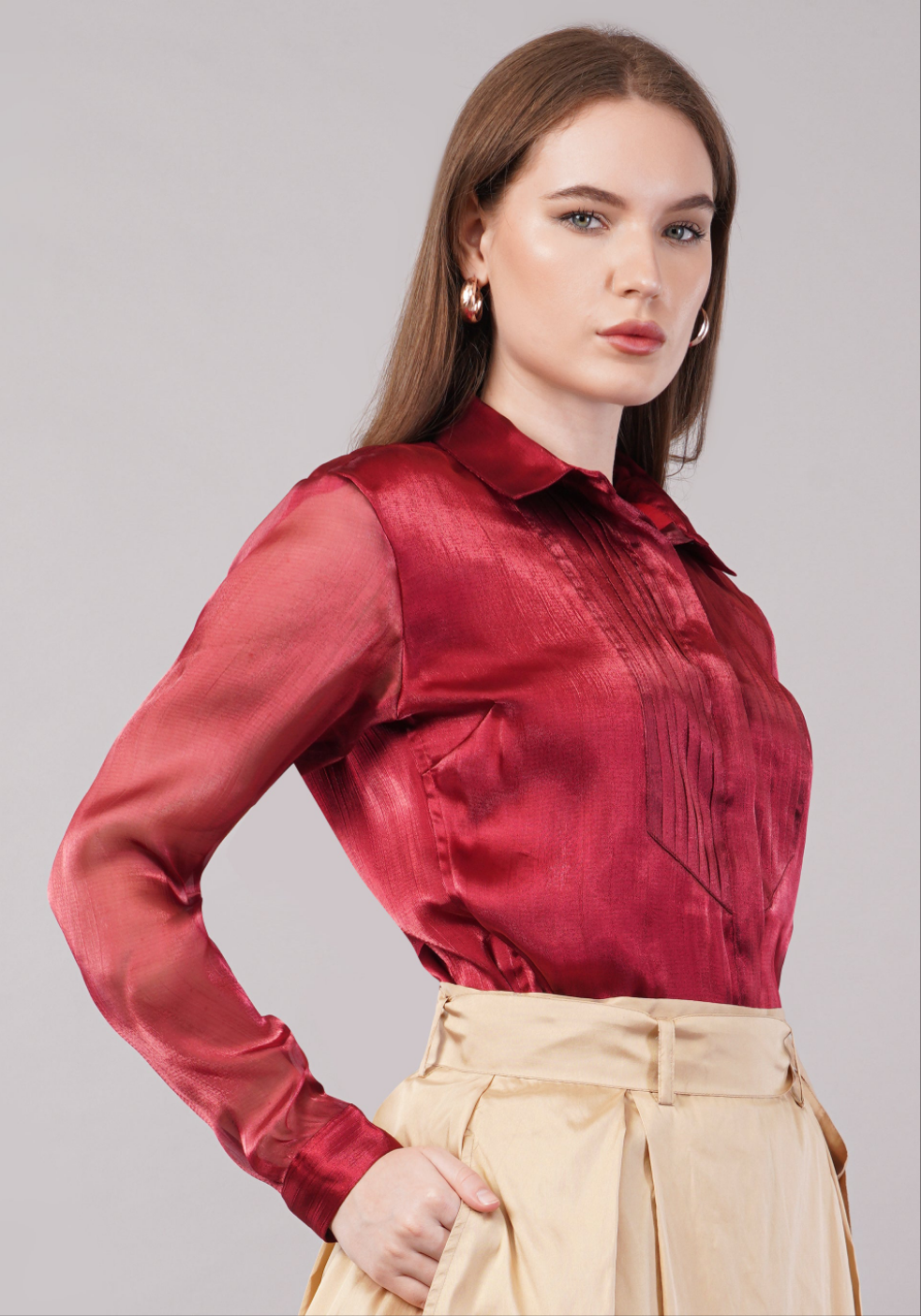 Crimson Tissue Pintuck Shirt