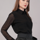 Noir Organza Pintuck Shirt