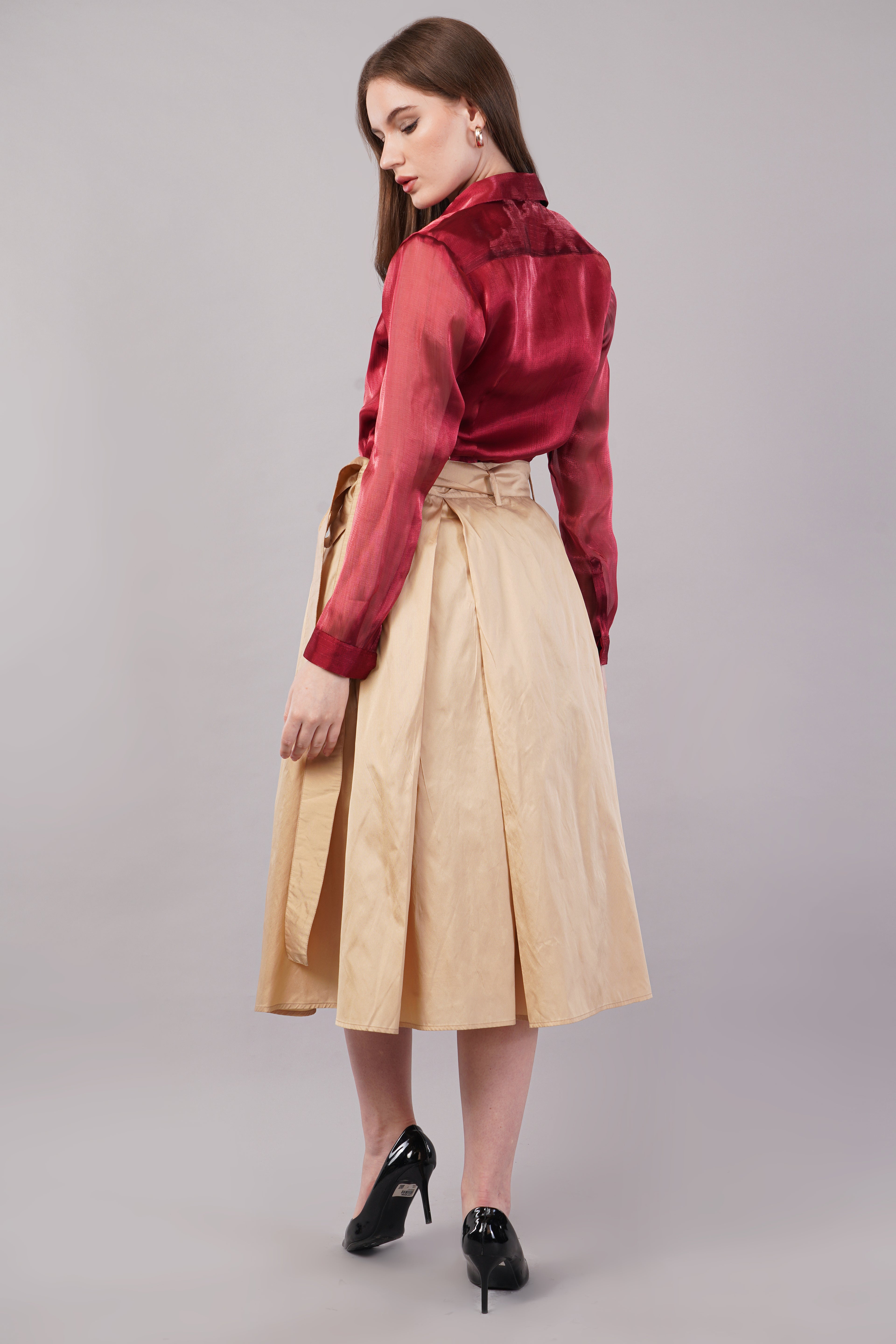 Beige Silk Hand Embroidered - Riyasat Skirt