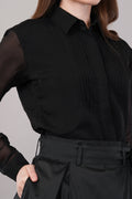 Noir Organza Pintuck Shirt
