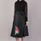 Hand Embroidered Black Silk - Riyasat Skirt