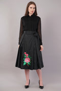 Hand Embroidered Black Silk - Riyasat Skirt